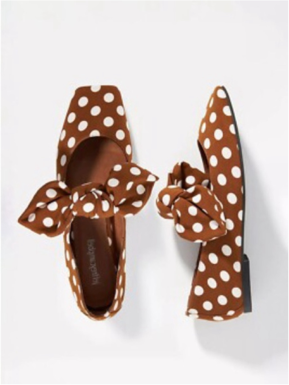 LIKE NEW Jeffrey Campbell for Anthropologie Brown Polkadot Bow Flats Size 8.5